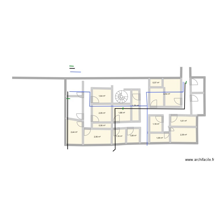 147BB. Plan de 15 pièces et 26 m2