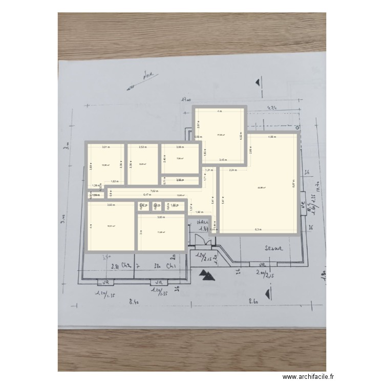 Maison 2. Plan de 13 pièces et 135 m2