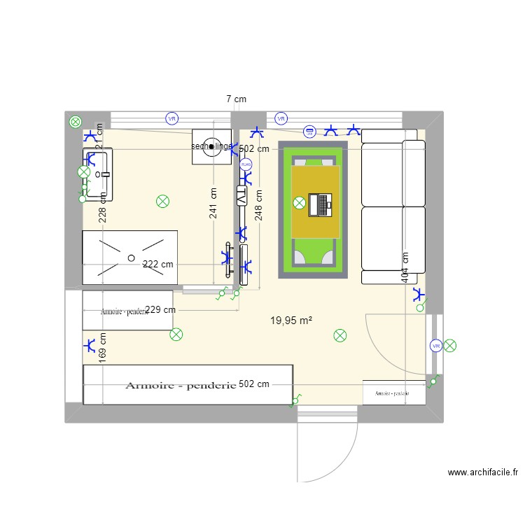 Electricité Maison Camille. Plan de 1 pièce et 20 m2