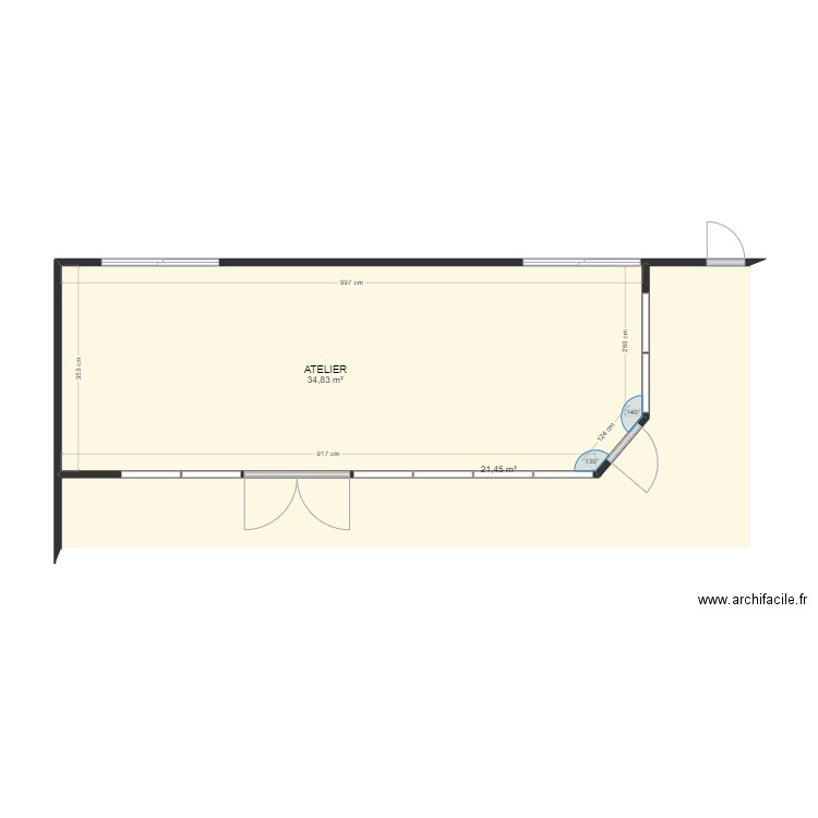 ESAT 18 MESNIL-ESNARD (projet bureau moniteur). Plan de 2 pièces et 56 m2