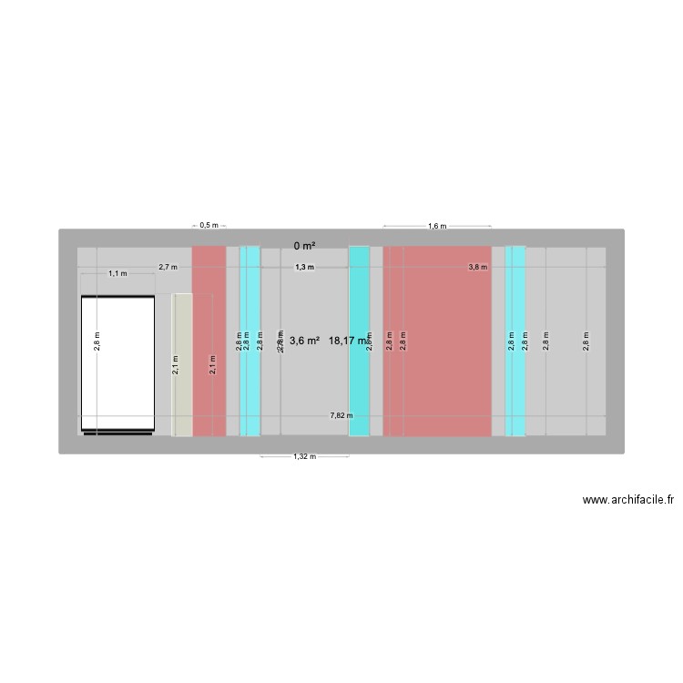 plan mur. Plan de 3 pièces et 22 m2
