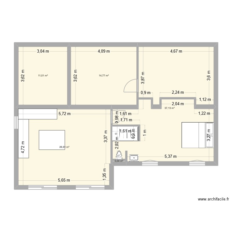 bidart. Plan de 5 pièces et 90 m2