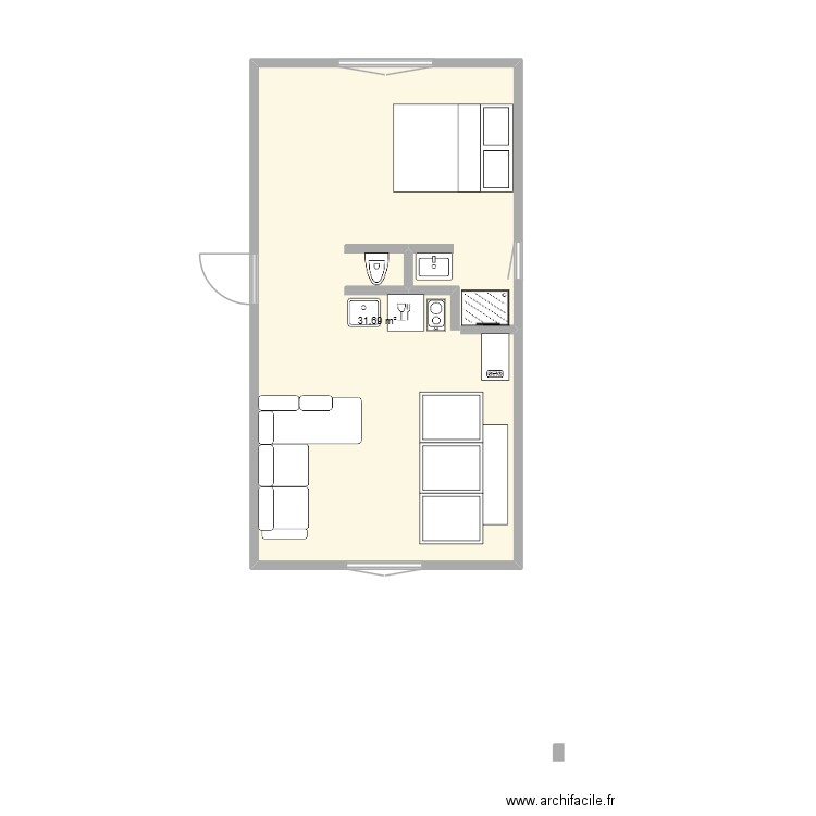 Plan maison 3. Plan de 1 pièce et 32 m2