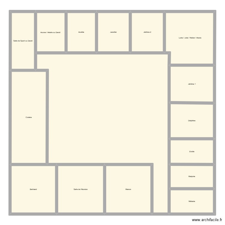 Bureau. Plan de 16 pièces et 364 m2