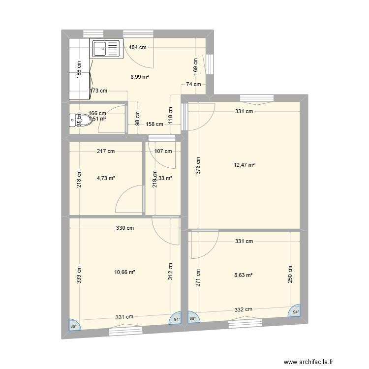 marennes loc 09-24. Plan de 7 pièces et 49 m2