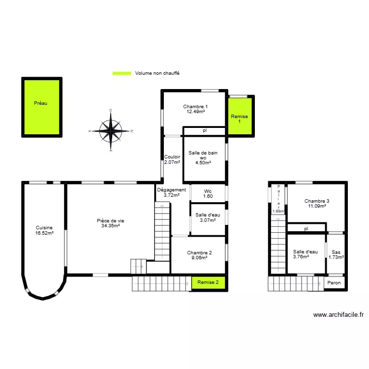 Jeanneau noirmoutier mesurage. Plan de 17 pièces et 56 m²