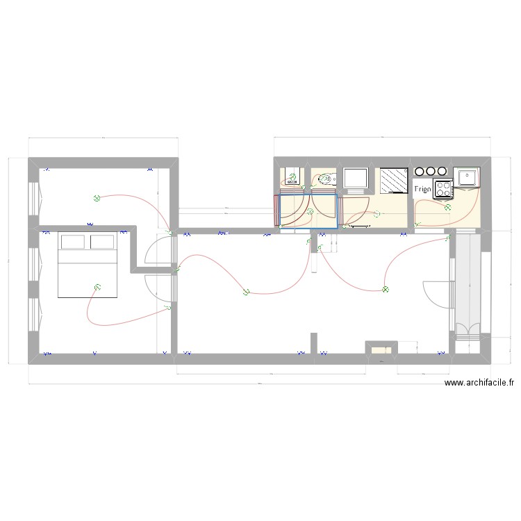 pal. Plan de 12 pièces et 34 m2