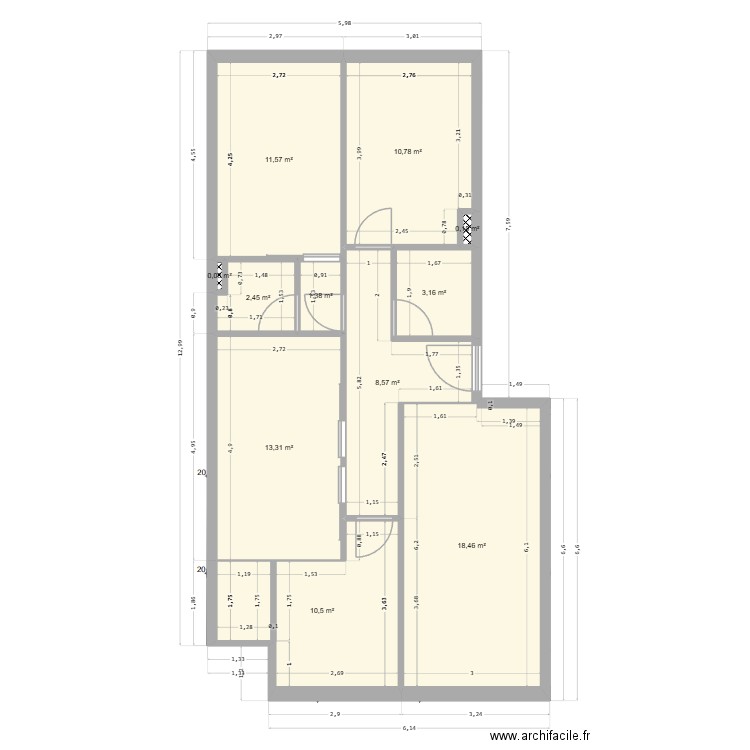 ma maison. Plan de 11 pièces et 80 m2
