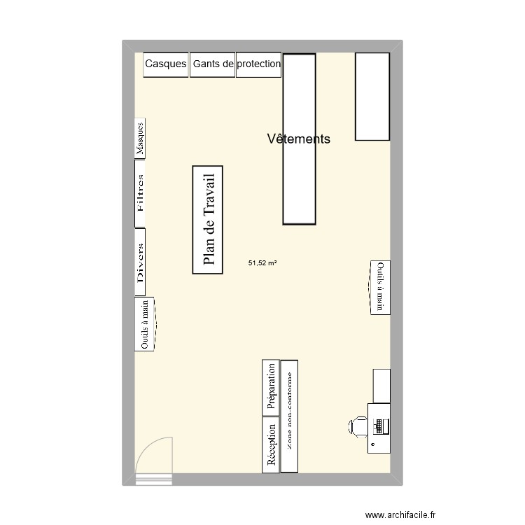 Mezzanine Eiffage V2. Plan de 1 pièce et 52 m2