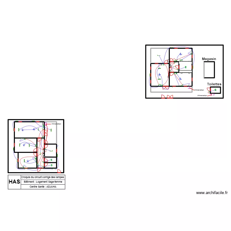 CIRCUIT CORRIGE LAMPES  LOGE SAGE F CS ADJAHA. Plan de 