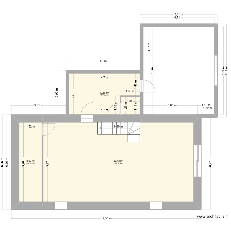 sadroc 2. Plan de 3 pièces et 73 m2