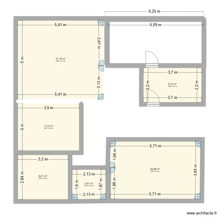 maison ozoir RdC. Plan de 6 pièces et 81 m²