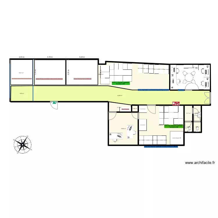 zone logistique AR. Plan de 12 pièces et 175 m²