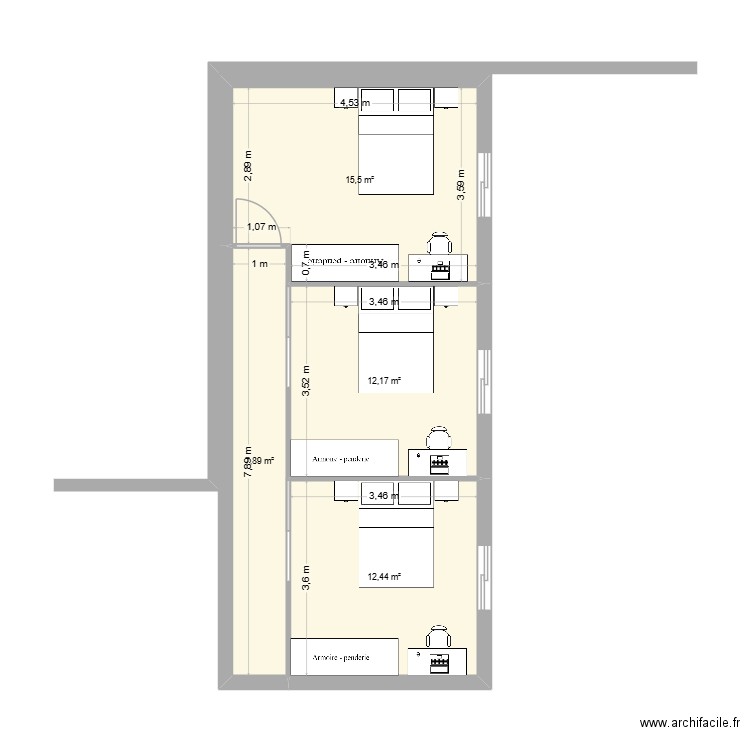 EXTENTION MAISON PERSO. Plan de 4 pièces et 48 m2