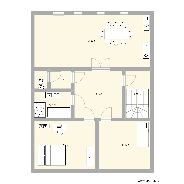 archifacile pertois N°1. Plan de 8 pièces et 97 m2