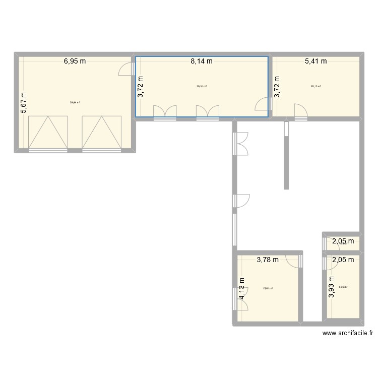plan initial. Plan de 6 pièces et 115 m2