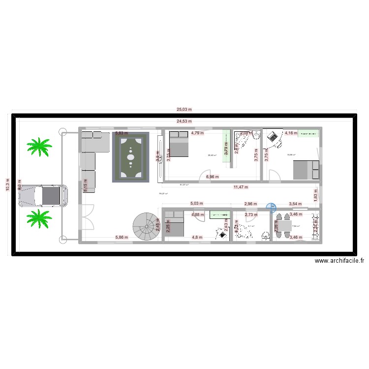 rdc plan MO4. Plan de 6 pièces et 375 m2