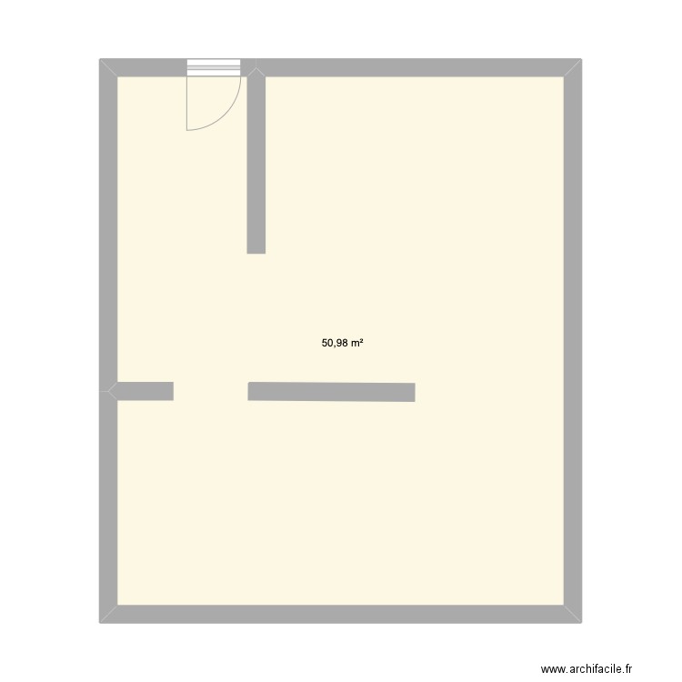 RDC 1. Plan de 1 pièce et 51 m2