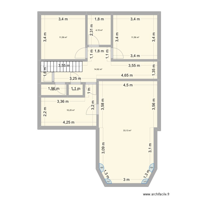 Maison 2. Plan de 8 pièces et 85 m2