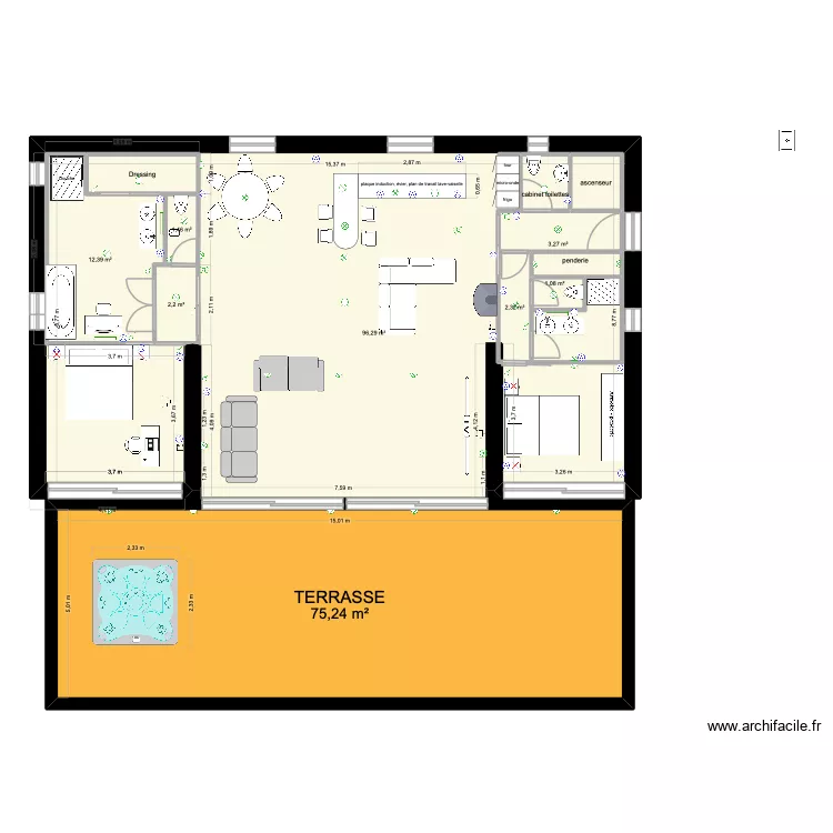maison + terrasse. Plan de 13 et 224 m² maison + terrasse. Plan de 13 et 224 m²