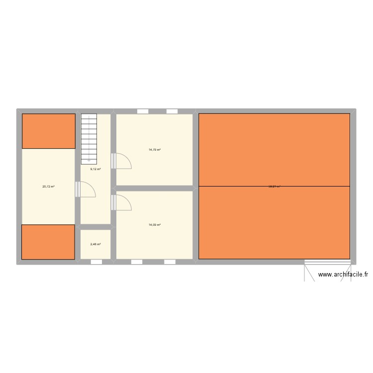 Etage. Plan de 6 pièces et 120 m2