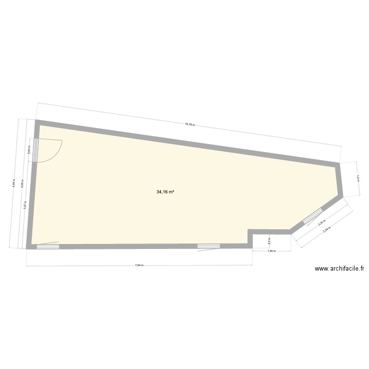 Studio actualisé 1.0. Plan de 1 pièce et 34 m2