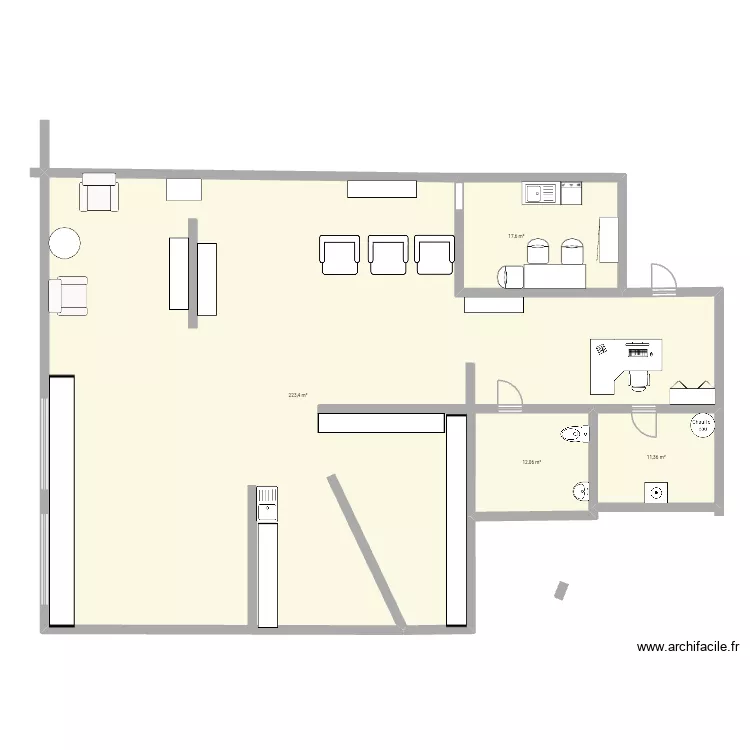 Art de coiffer. Plan de 4 pièces et 264 m² Art de coiffer. Plan de 4 pièces et 264 m²