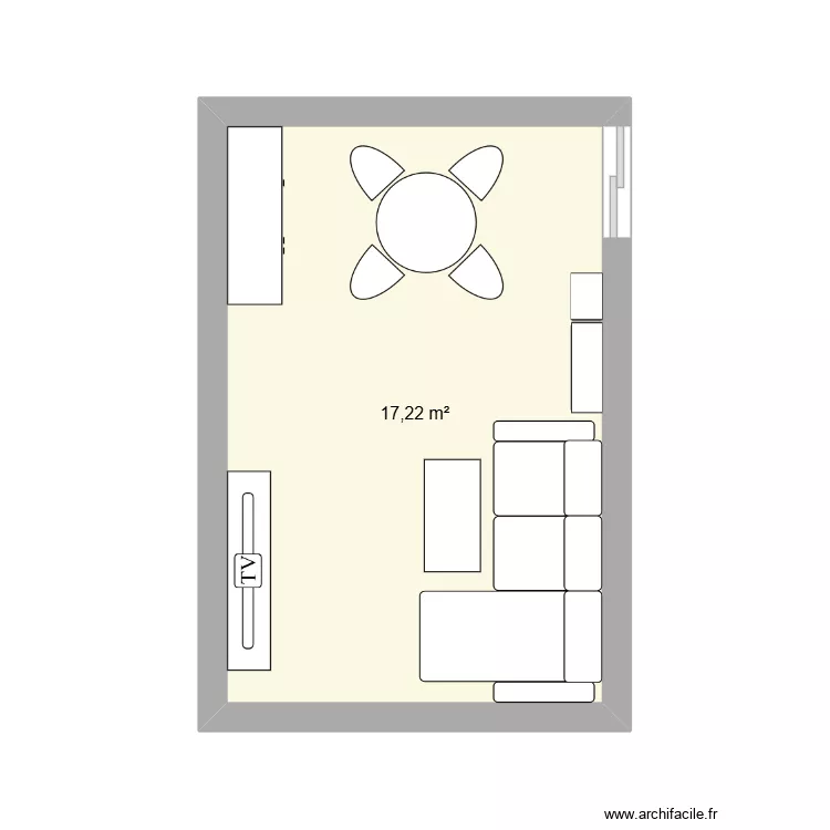 Salon. Plan de 1  et 17 m²