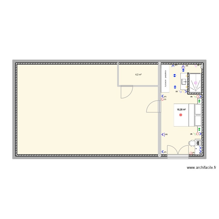 suite parentale ELEC 2. Plan de 6 pièces et 82 m2