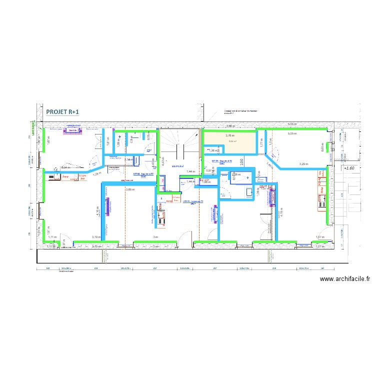 leclos cloisons R+1. Plan de 1 pièce et 5 m2