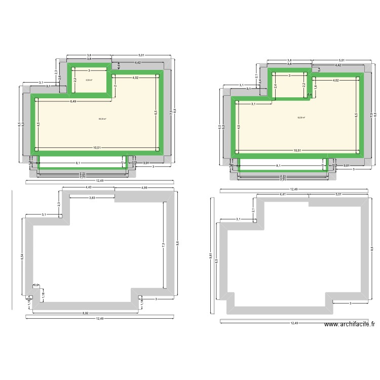 dp piscine. Plan de 3 pièces et 125 m2