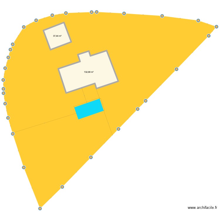 DAMEZ. Plan de 2 pièces et 170 m2