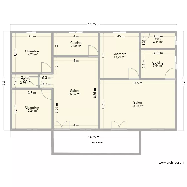 Deux studios/Village ABENELANG. Plan de 9 et 117 m² Deux studios/Village ABENELANG. Plan de 9 et 117 m²