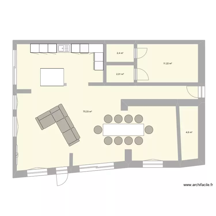 Plesnois 1. Plan de 5 Pièces et 96 m² Plesnois 1. Plan de 5 Pièces et 96 m²