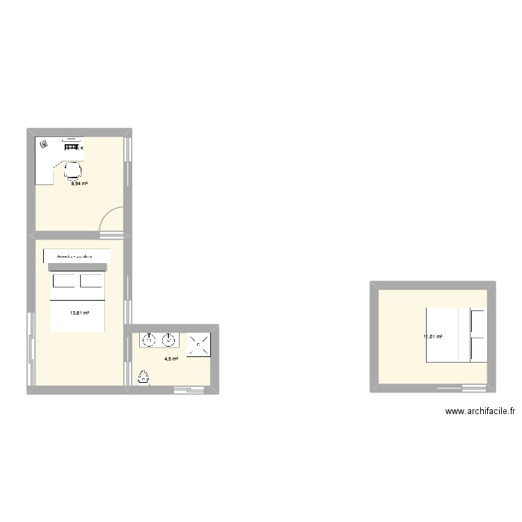 maison 2. Plan de 4 pièces et 38 m2