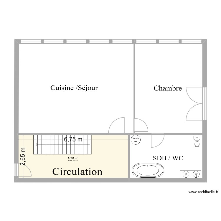 PESSAC IMMEUBLE. Plan de 1 pièce et 18 m2
