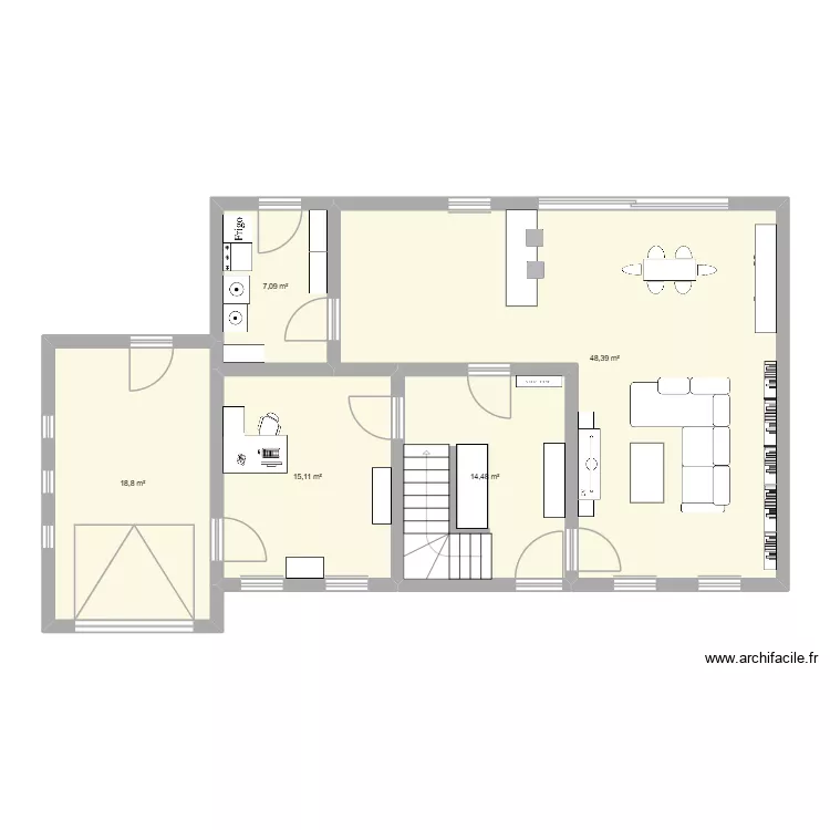 Maison. Plan de 5  et 104 m²