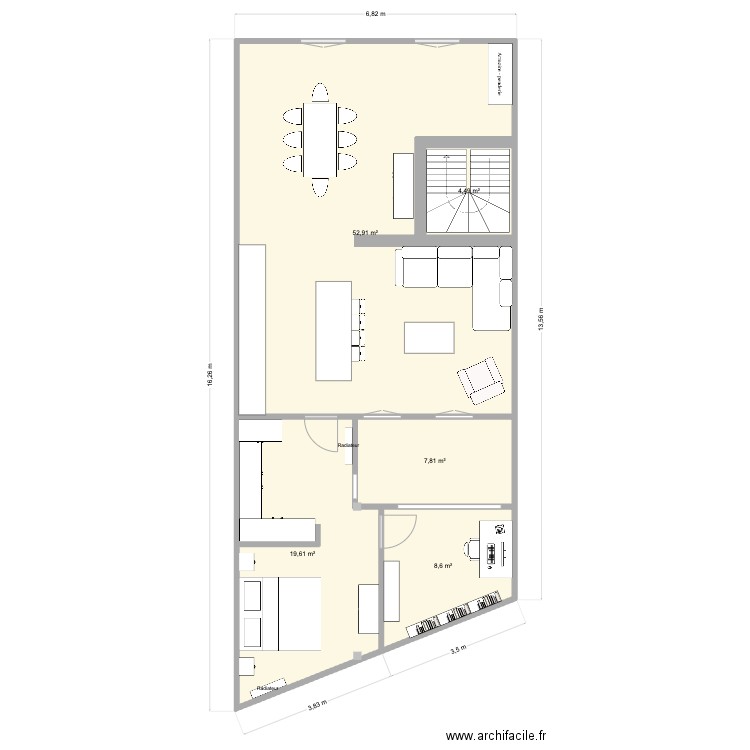Plan Maison + garage. Plan de 5 pièces et 93 m2