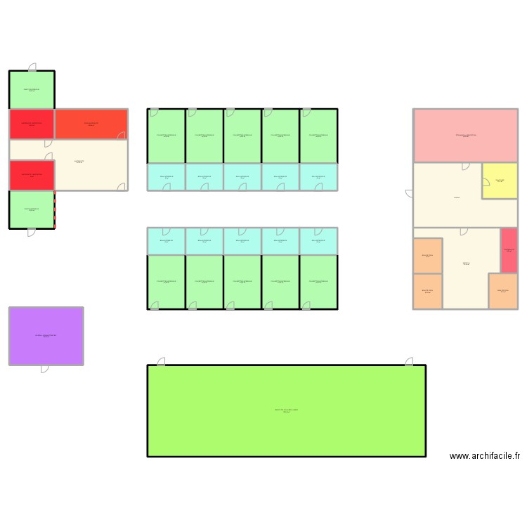 ELEVAGE . Plan de 36 pièces et 1107 m2