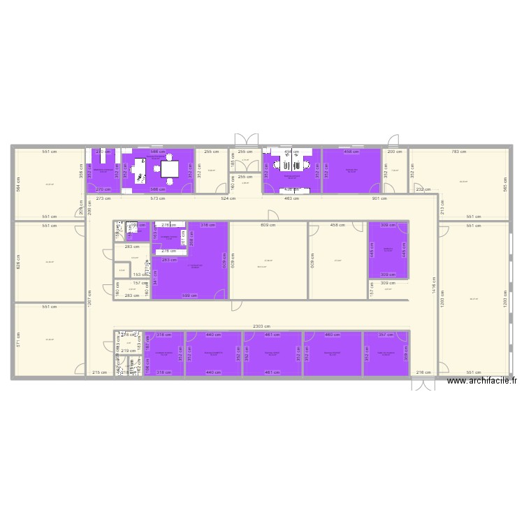 bâtiment admin version 3. Plan de 33 pièces et 808 m2