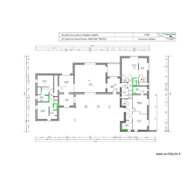 Repérage zones carrelées. Plan de 0 pièce et 0 m2