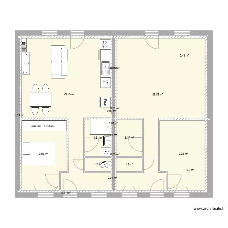 1-3 route de M&eacute;n&eacute;tr&eacute;ol. Plan de 20 pièces et 88 m²