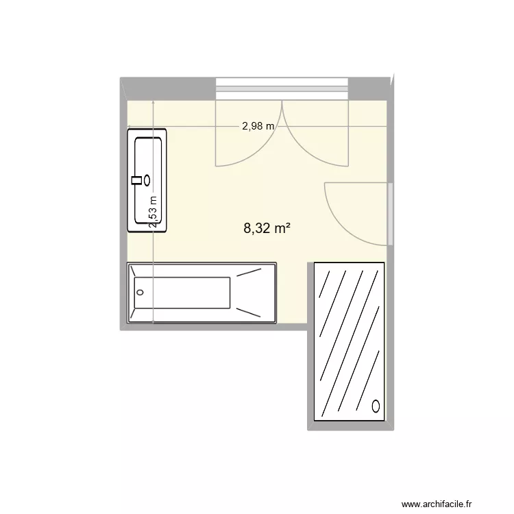 salle de bains. Plan de 1 et 8 m² salle de bains. Plan de 1 et 8 m²