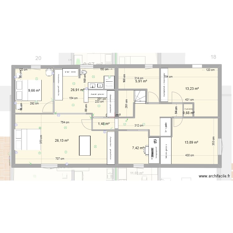 PLANV29bis. Plan de 17 pièces et 218 m2