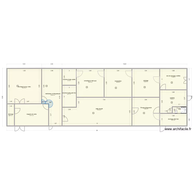 abattoir et labo1.0. Plan de 15 pièces et 207 m²