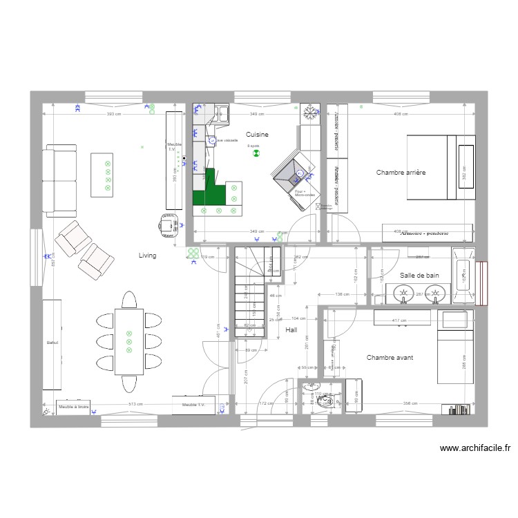 Notre habitation Rez de chauss&eacute;e sans couleurs. Plan de 0 pièce et 0 m2