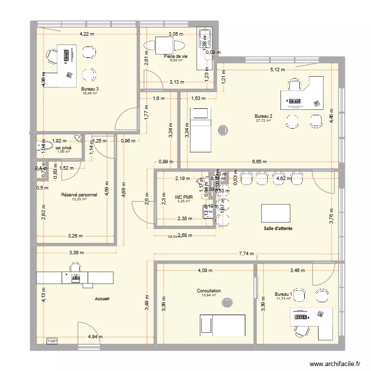 domus medica bertrand descours am&eacute;nagement. Plan de 
