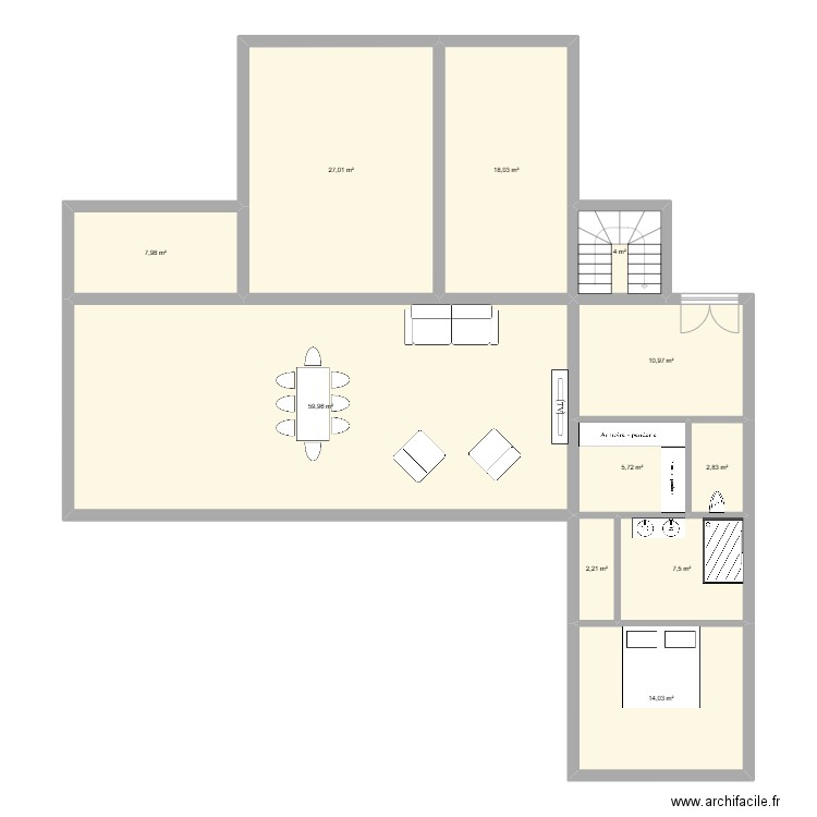 plan maison 1/2. Plan de 16 pièces et 217 m2