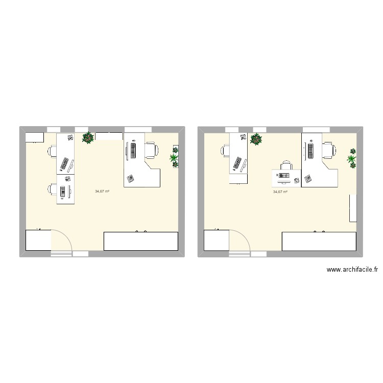 bureau Pauline ST. Plan de 2 pièces et 69 m2
