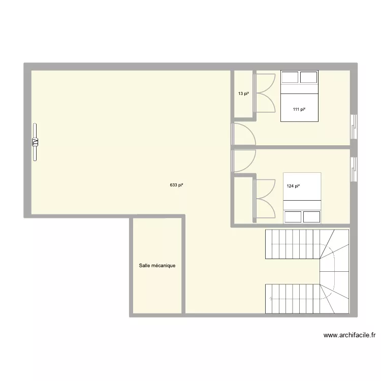 206 s-sol. Plan de 5 pièces et 88 m²